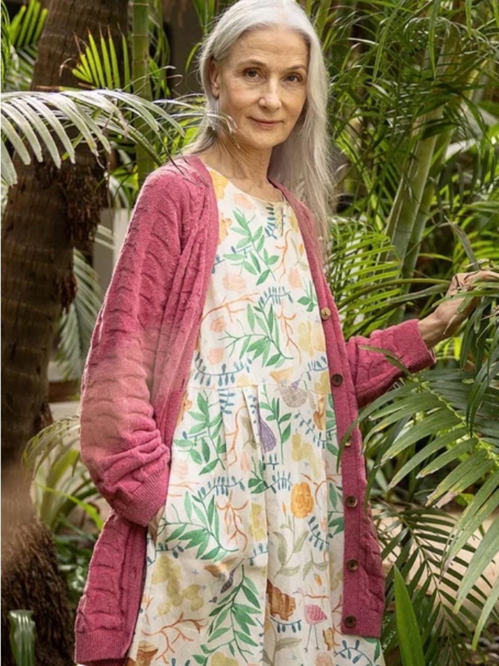 GUDRUN SJODEN w/ FIRM PRICE Mockingbird“ organic LINEN w gorgeous water colours! - Picture 3 of 7